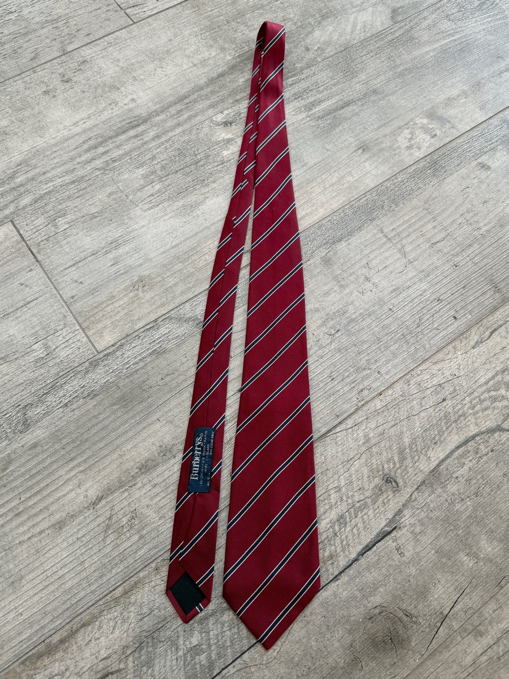 Burberry Vintage Men’s Collegiate Work Red/Navy Striped Silk Tie
